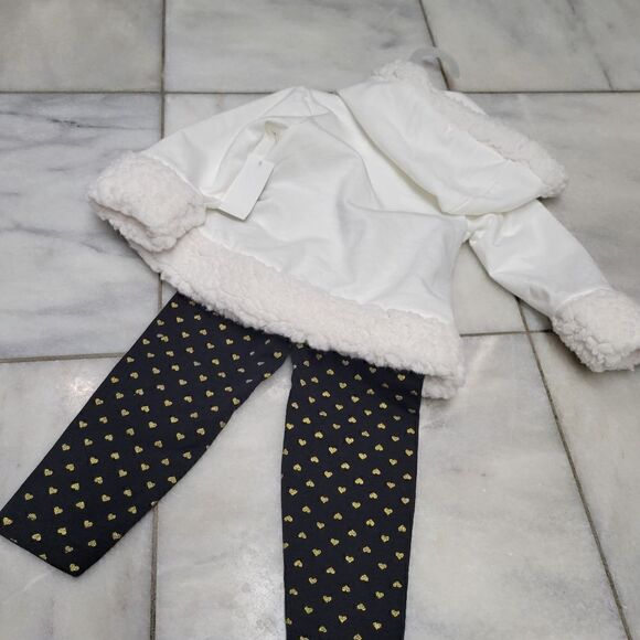 Baby Girls White Hoodie & Matching Heart Print Pants Set Size 12M NEW - Picture 4 of 10